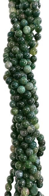 Perlas de Agata Musgo de 8mm en hilo de 40cm