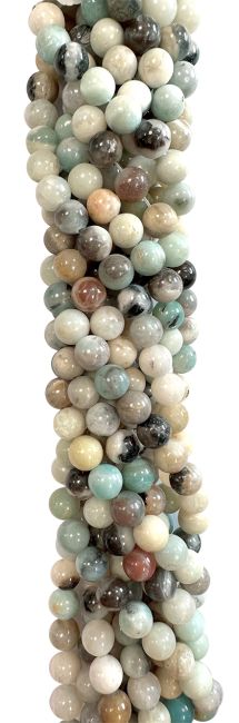 Perlas de Amazonita multicolor A de 8mm en hilo de 40cm