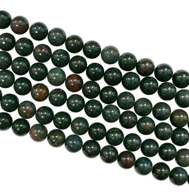 Perlas de Jaspe heliotropo Bloodstone de 10mm en hilo de 40cm