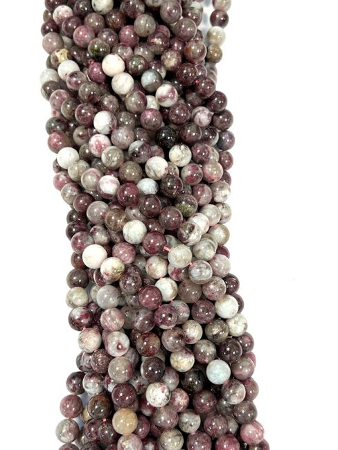 Perlas de Turmalina Rosa A de 6mm en hilo de 40cm