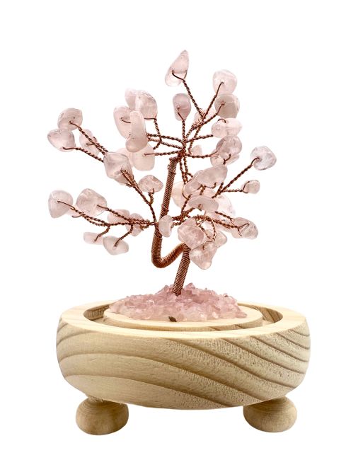 Árbol de la Vida Cuarzo Rosa bajo cúpula con caja