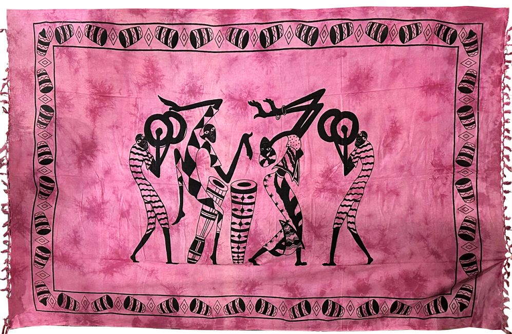 Bailarines de tapices africanos y Jumbé Tie Dye rosa
