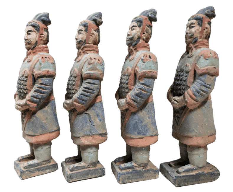 Estatua antigua colorida en terracota general 16 cm x 4 piezas