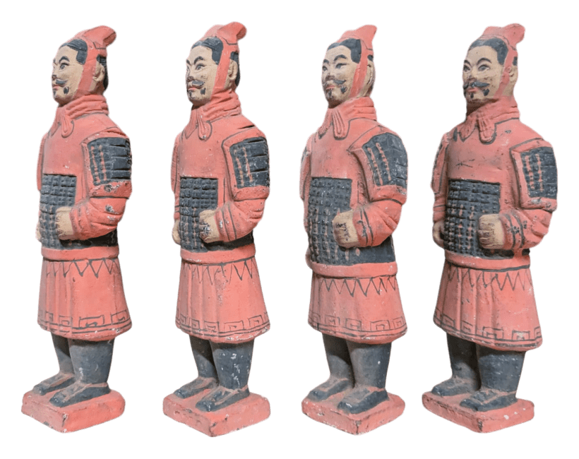 incienso en Estatua antigua de guerreros coloridos con armadura en terracota 15 cm x 4 piezas|es