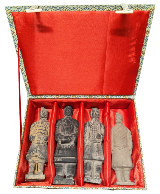 Caja de 4 estatuas negras de Guerreros Imperiales en terracota, 15cm