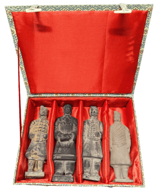 Caja de 4 estatuas negras de Guerreros Imperiales en terracota, 15cm