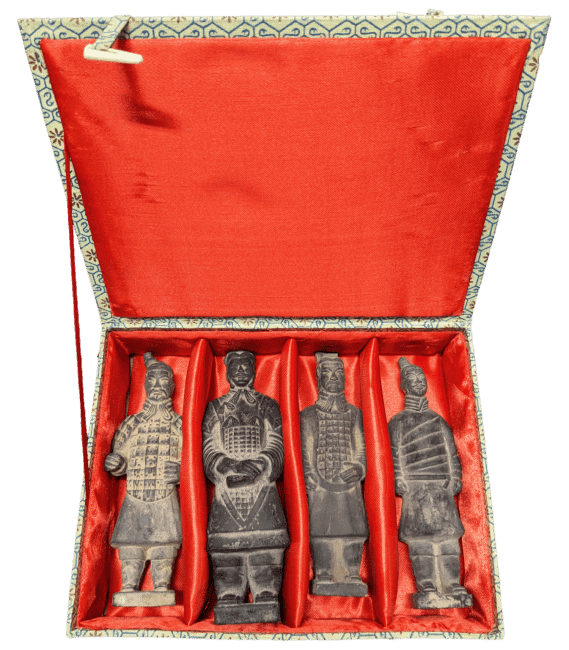 Caja de 4 estatuas negras de Guerreros Imperiales en terracota, 15cm