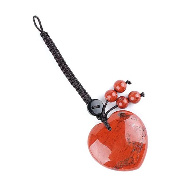 Charm de Bolso Corazón Jaspe Rojo en Piedra Natural
