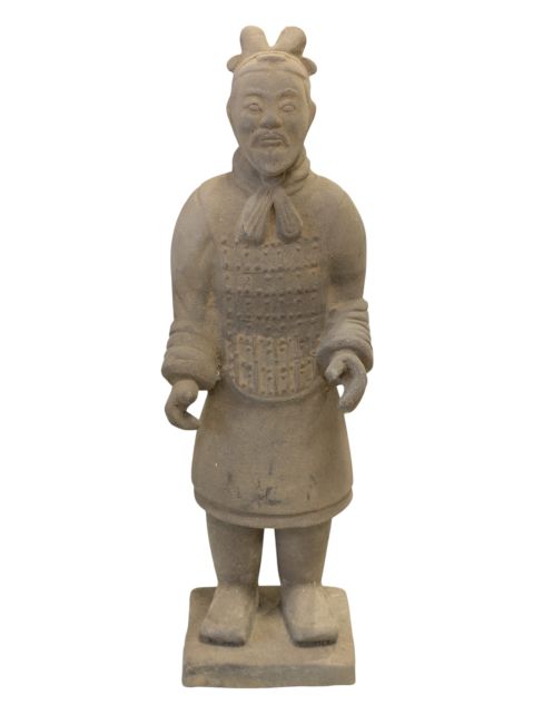 Estatua de general de terracota negra de 22 cm