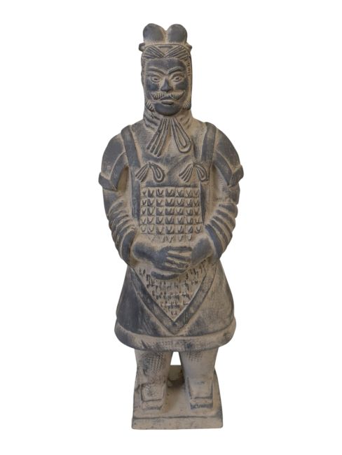 Estatua de general de terracota negra de 23 cm