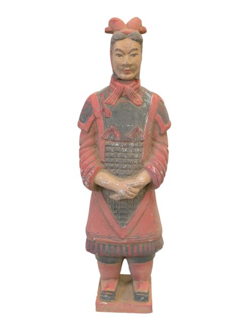Estatua antigua de terracota colorida de General 26 cm