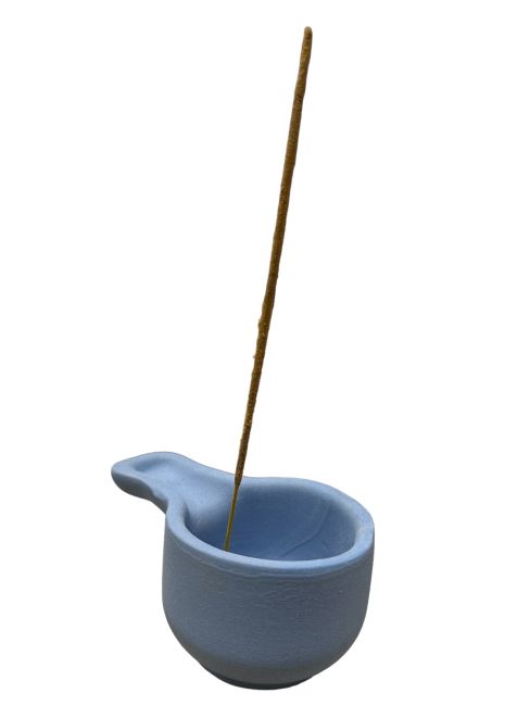 incienso en Quemador de terracota artesanal azul