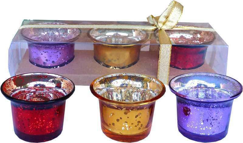 incienso en Set de 3 candeleros de colores