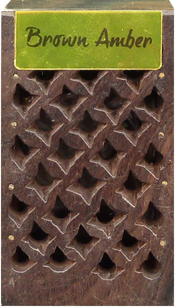 Caja de madera que contiene 5g de ámbar marrón X3