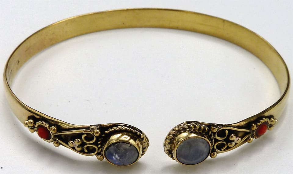 Pulsera doble piedra luna bronce