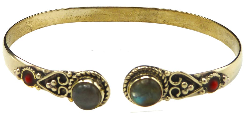 Brazalete doble de bronce labradorita