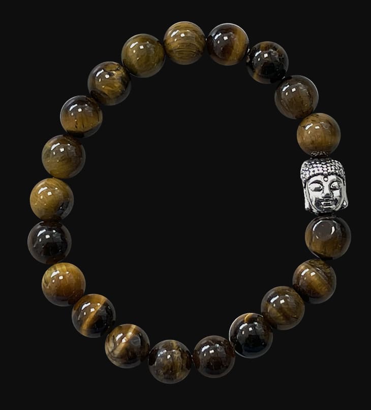 Pulsera de ojo de tigre & Buda A cuentas 8mm