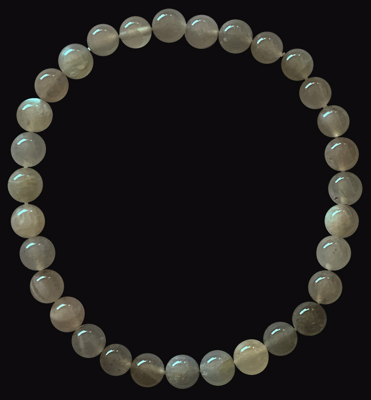 Pulsera de piedra de luna gris A 6mm perlas