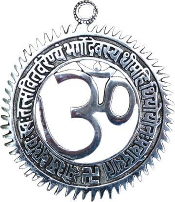 Om color gayatri mantra aluminio blanco 12.5cm