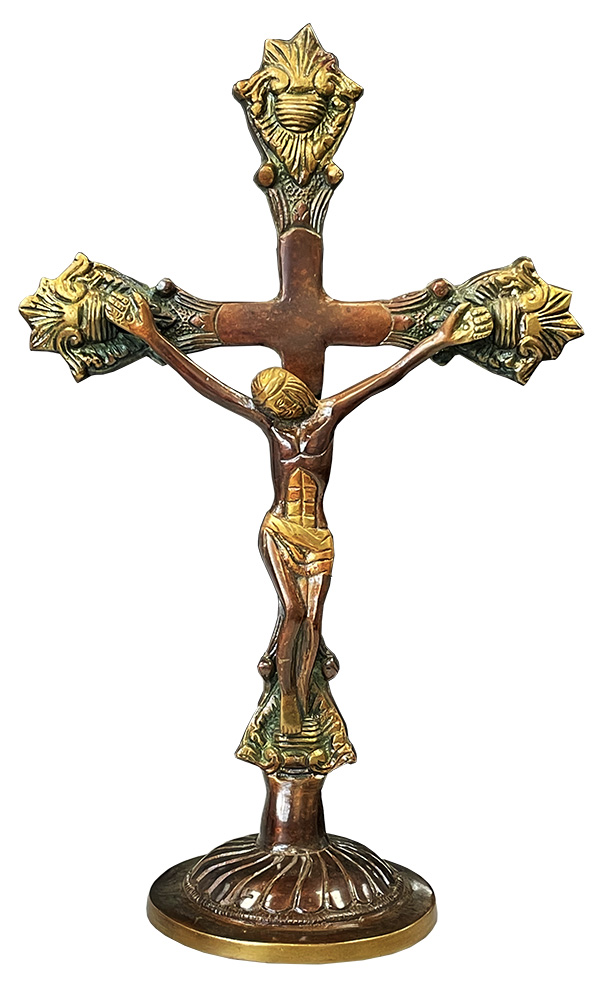 Jesús en la Cruz de latón 27cm