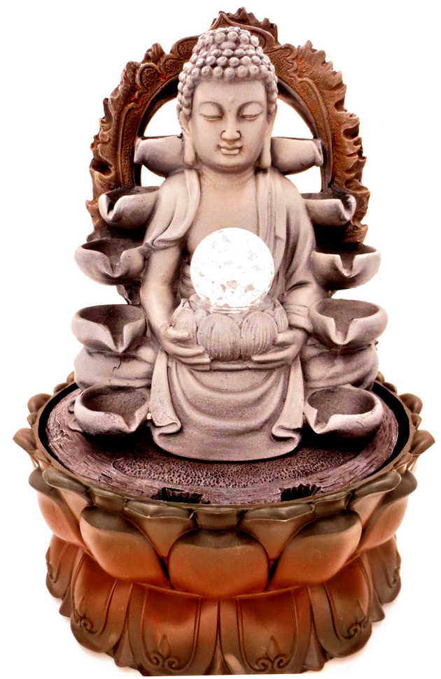 Fuente led meditación Buda Lotus con bola de 39cm