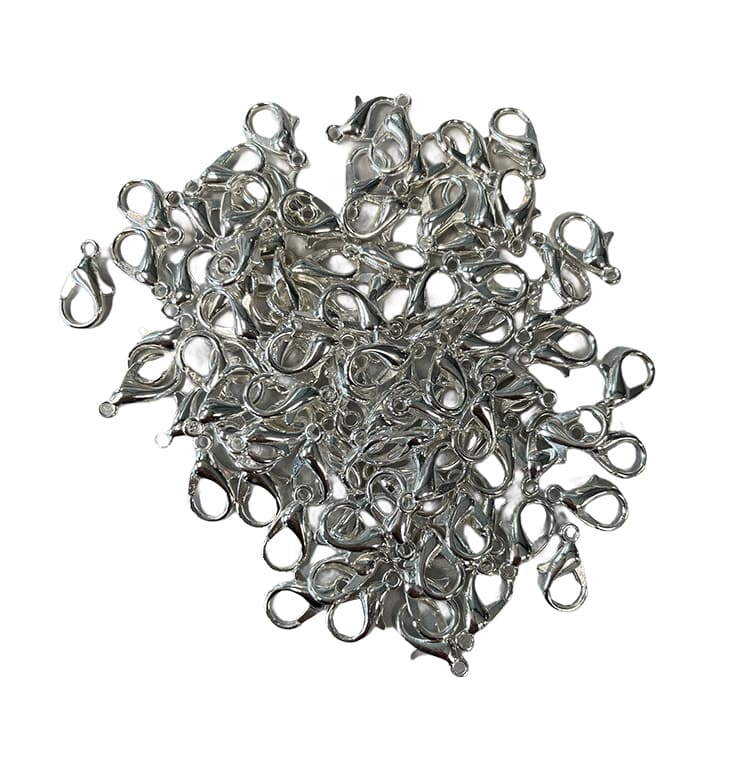 Cierre de muelles para collares o pulseras de metal de plata 12mm x100
