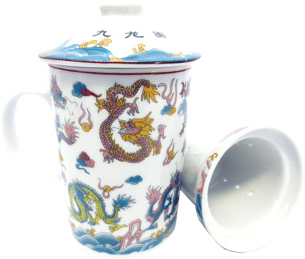 Taza de tetera de porcelana con colorido dragón