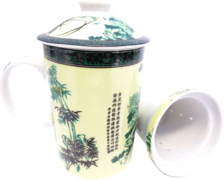 Taza de tetera, porcelana amarilla de bambú.