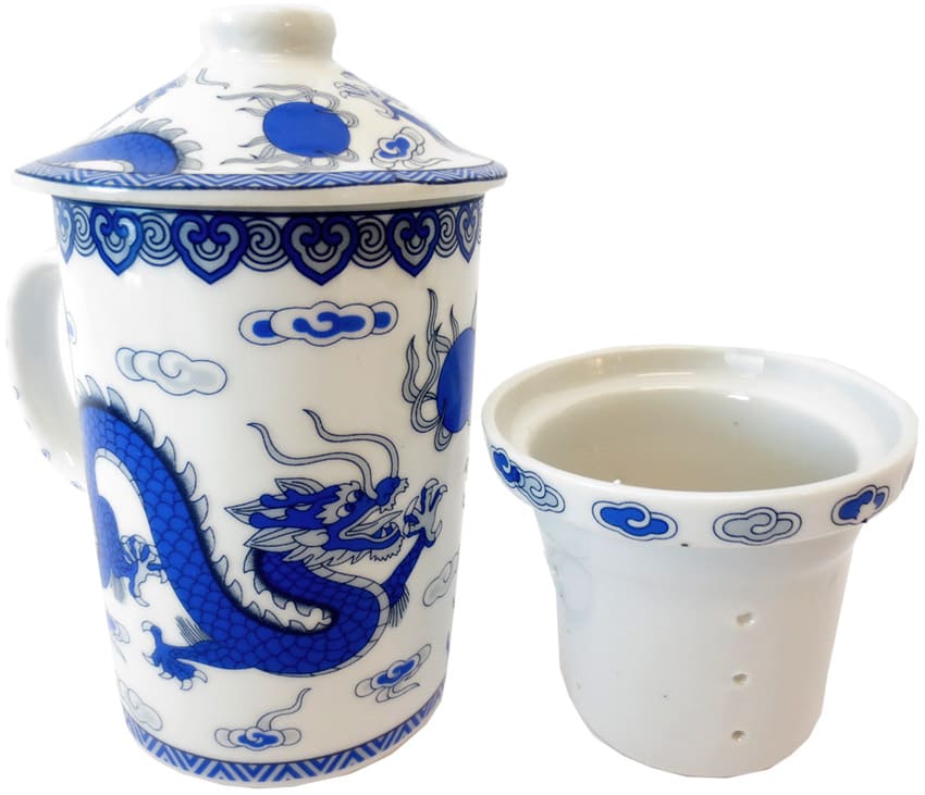 Mug tetera blanca dragón azul