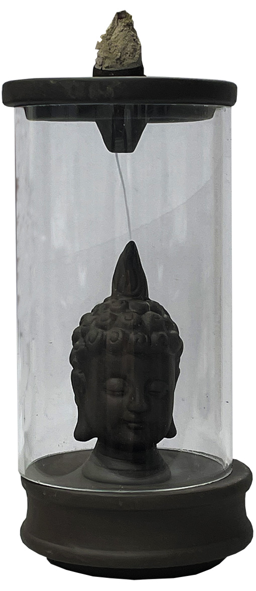Puerta incienso backflow terracota Cabeza de Buda en tubo 15cm