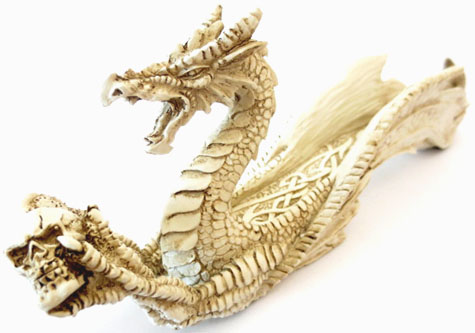 Porta incienso dragón blanco 26cm