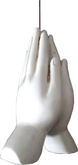 Portainciensos mano meditación blanco 13cm.