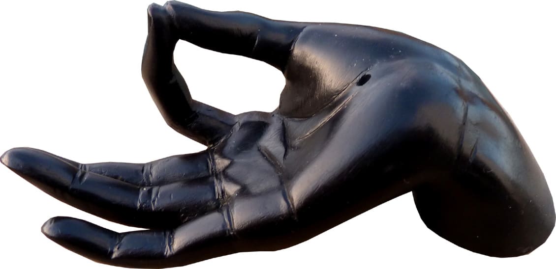 Porta incienso mano resina negro 11cm.