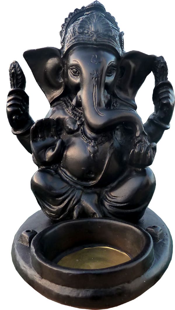 Porta incienso portavelas de resina Ganesha 10x12x8cm
