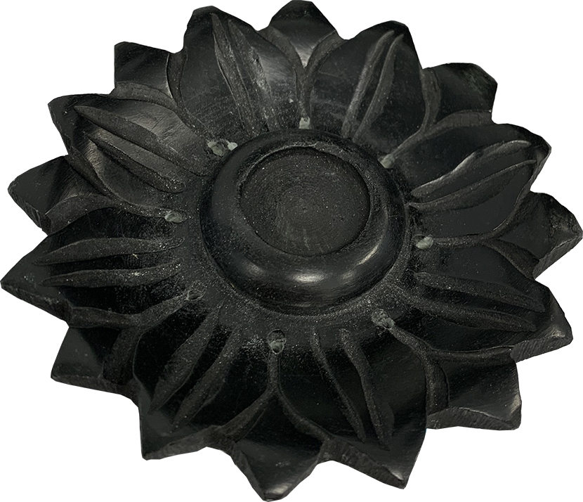Porta incienso piedra Lotus negro x4 10cm