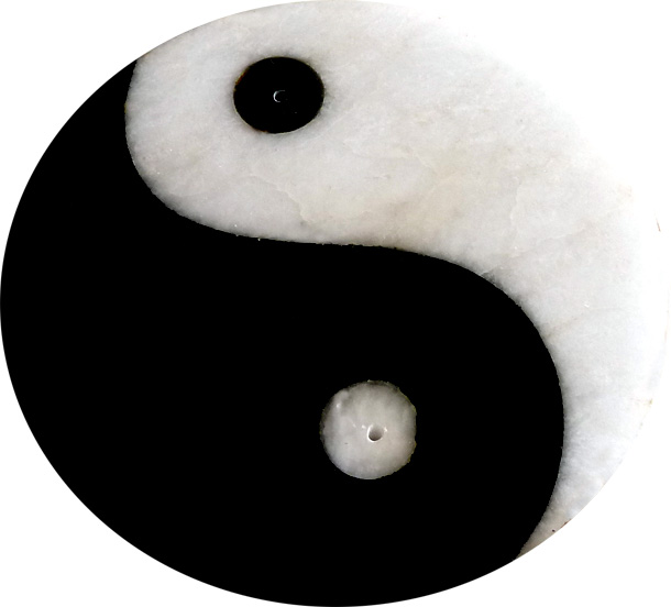 Porta incienso piedra ying-yang blanco y negro 10cm