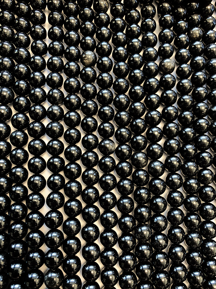 Perlas de obsidiana negra A de 8mm en hilo de 40cm