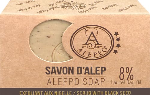 Jabón d'Aleppo alepeo exfoliante con nigella 8% 100g