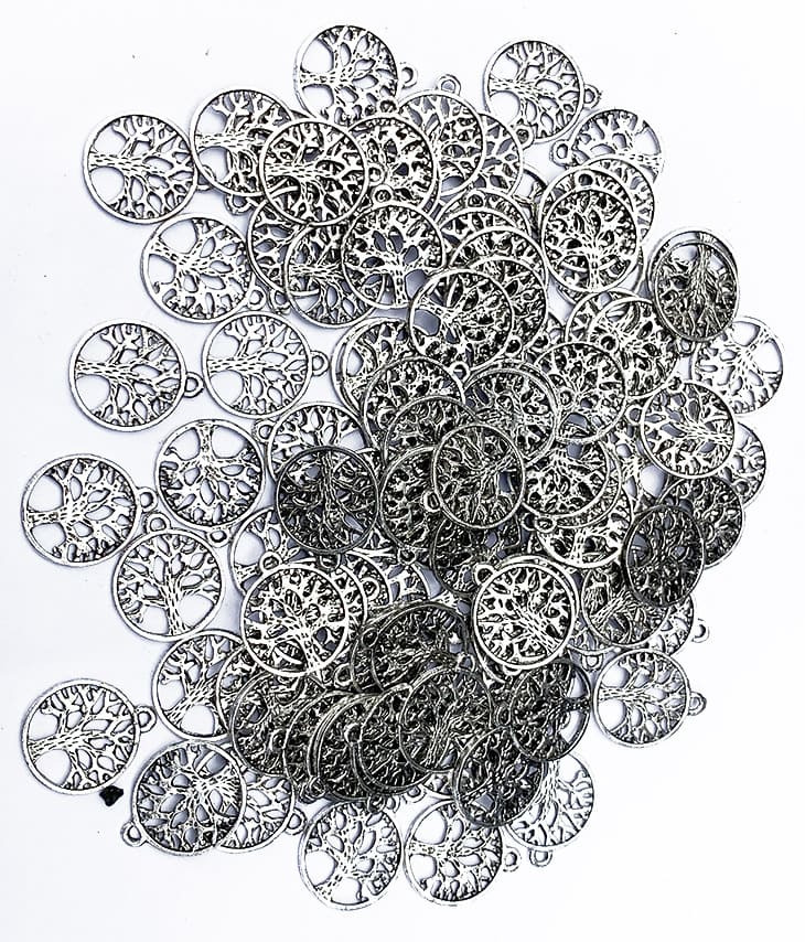Perlas charm’s metal Árbol de la vida 17mm x100
