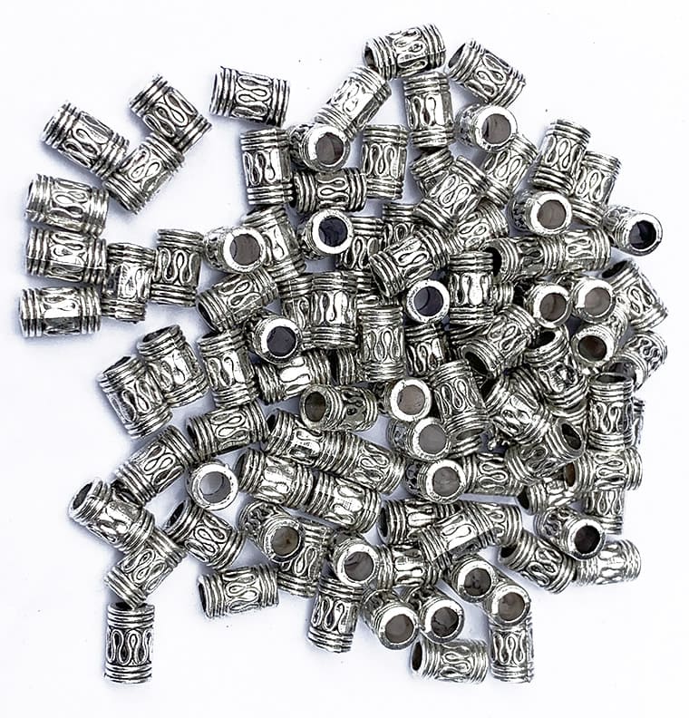 Espaciador de metal plateado tubo tribal 6mm x100