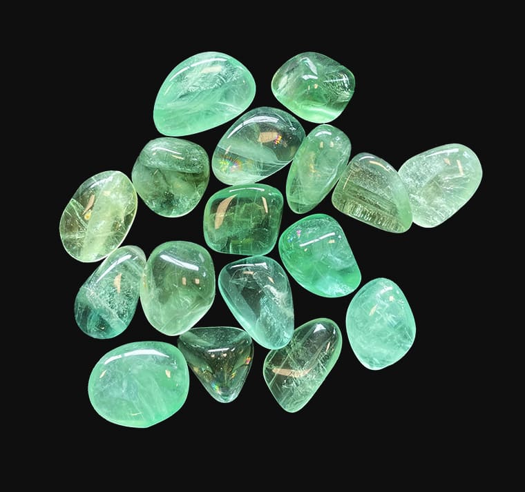 Rodados de fluorita verde AA 250g