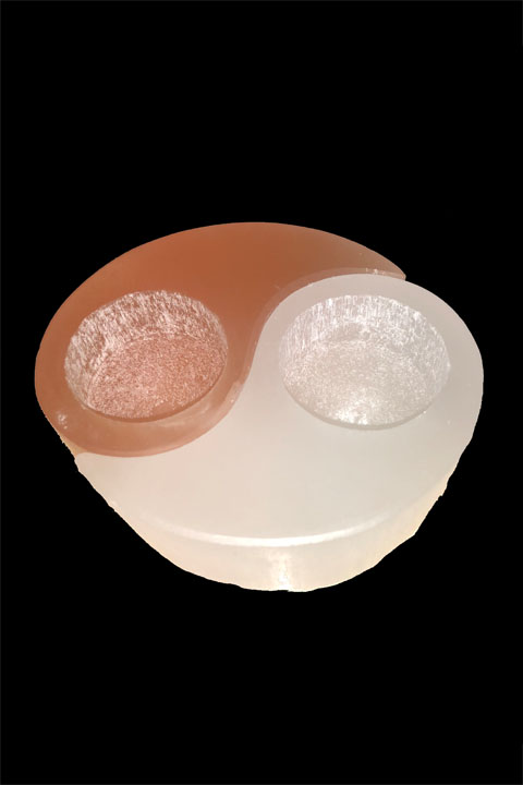 incienso en Candelabro Yin Yang de selenita de 10 cm y 700 g