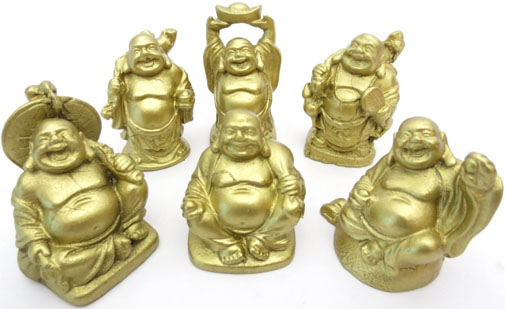 Set de 6 bouddhas de resina o 5cm.