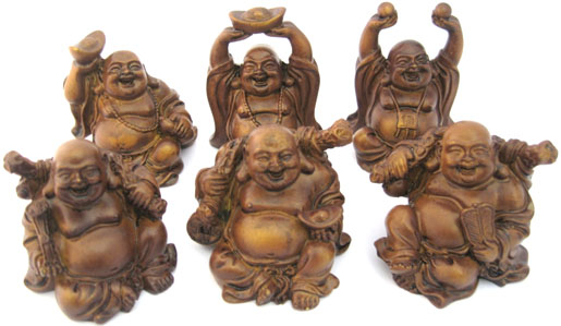 Conjunto de 6 Budas color madera 7cm