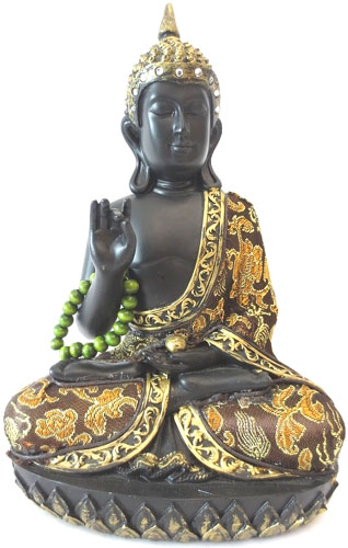 Buda tailandés negro & oro con collar 22cm