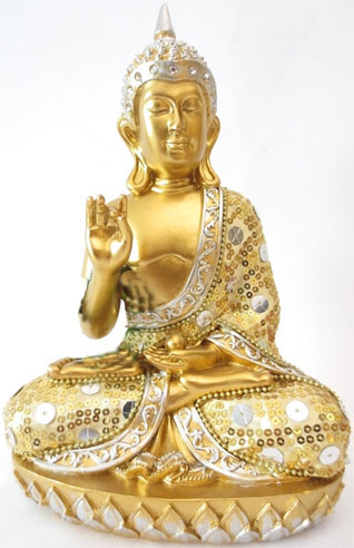 Buda tailandés oro con collar 22cm
