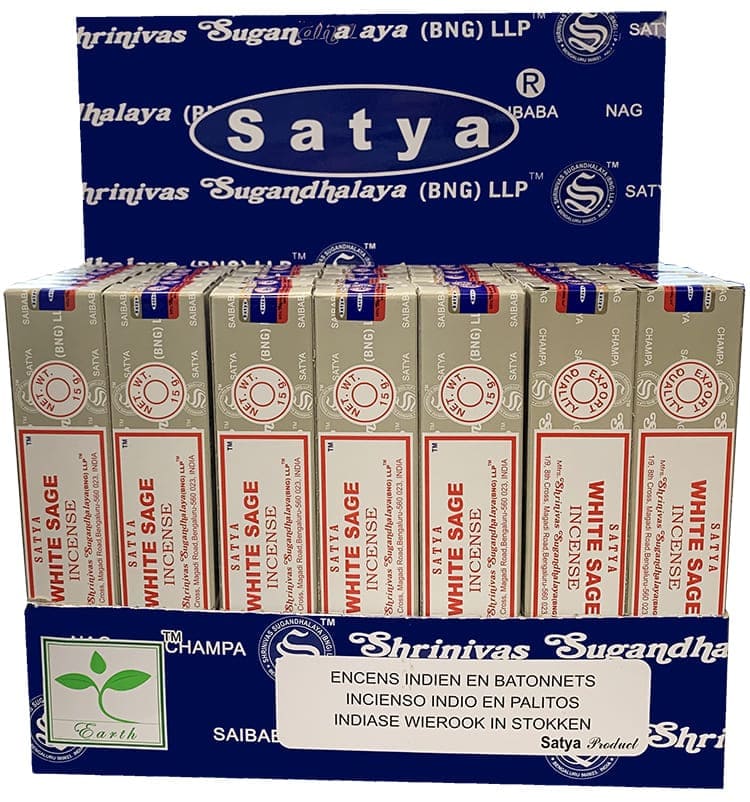 Expositor incienso Satya Salvia Blanca 42 paquetes de 15g