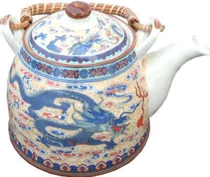 Tetera dragón azul porcelana