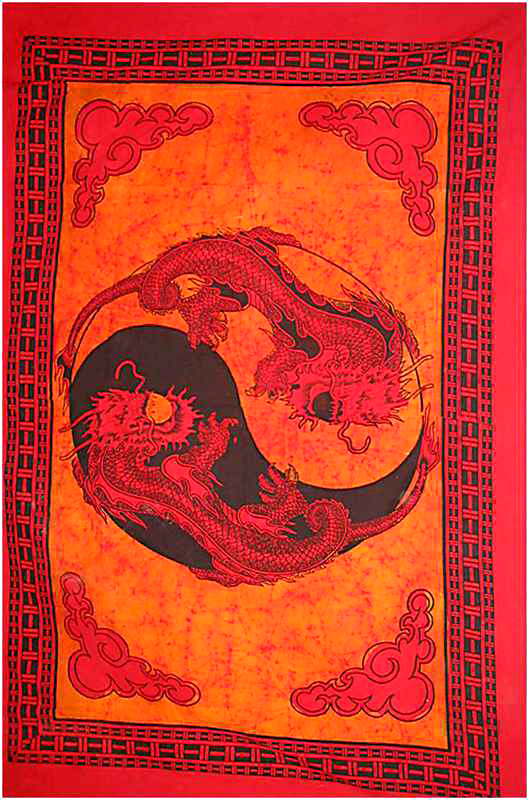 Batik Ying Yang Dragón Pared Colgando