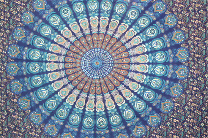 Turquesa azul oscuro y marrón claro colgante de pared mandala